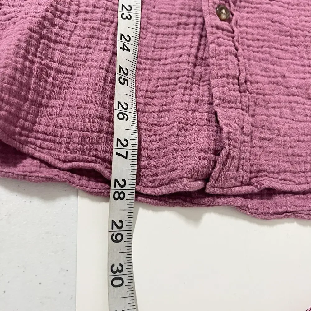 J. Crew Double Gauze Button Down Shirt Mens Size L Pink Cotton Short Sleeve